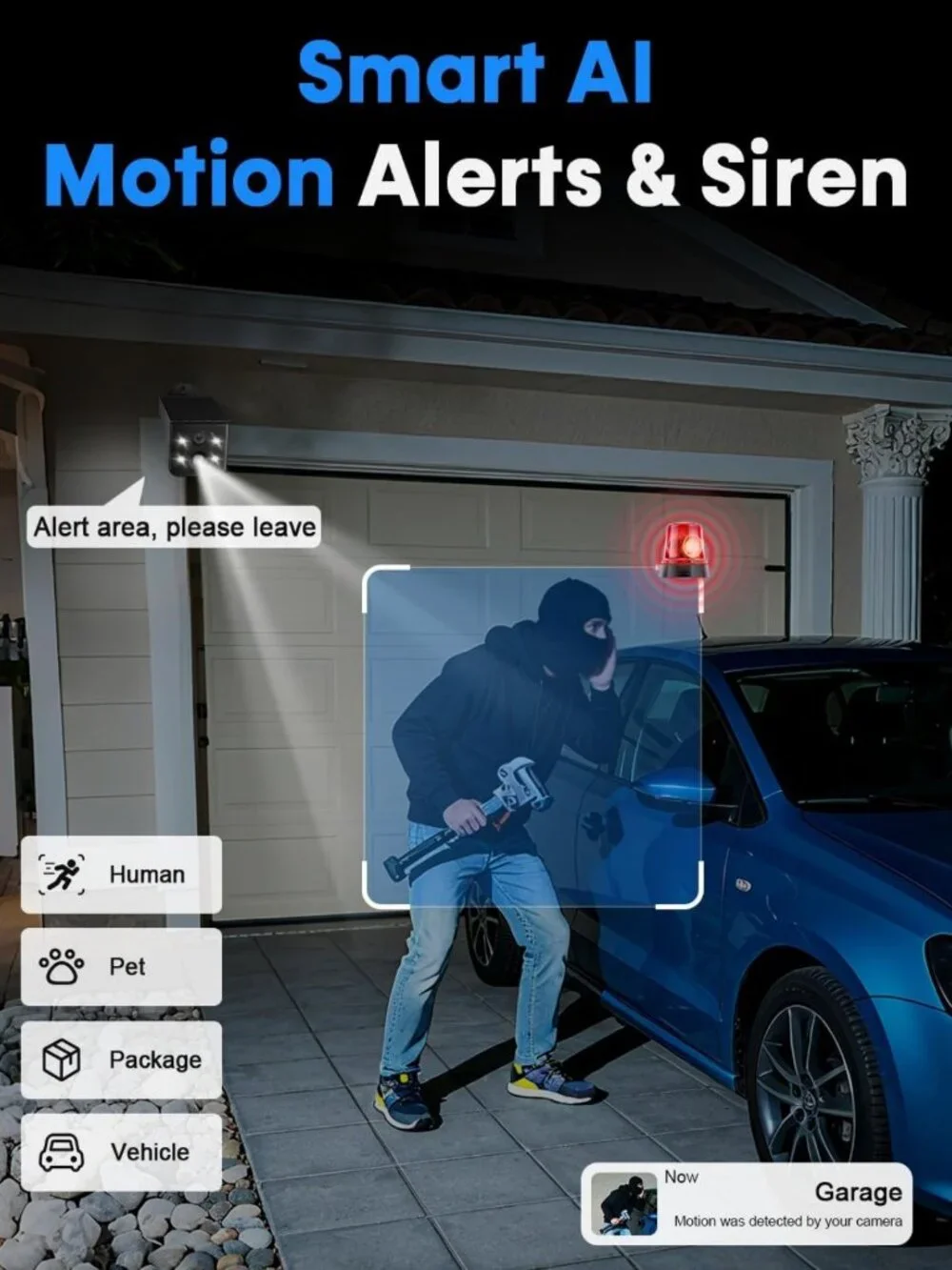 2K Solar Security Camera - Clear Outdoor Wireless, HDR, Live View & Quick Alerts